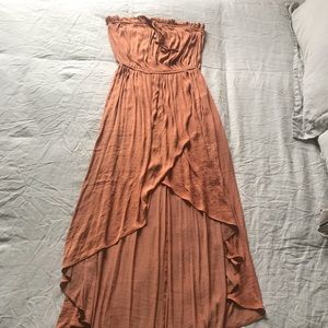 Burnt orange silky summer dress